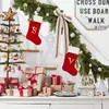 Meias de Natal com Bordado de Letras Vermelhas em Veludo Dourado, Tamanho Grande, Decorações para Pendurar na Árvore de Natal