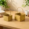 [Procesamiento Personalizado] Cesta Tejida a Mano de Ratán para Flores Frescas, Cesta de Almacenamiento para Regalos, Cesta para Plantas Tejida de Hierba y Bambú
