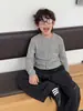 Loja de Algodão Camiseta Básica Infantil Outono Lã Merino Infantil 2026 Novo Estilo Coreano Malha Versátil Conjunto de Roupas Infantis