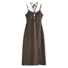 ZA comercio exterior transfronterizo al por mayor nueva ropa de mujer estilo europeo y americano vestido de cuello halter con diseño de pecho hueco