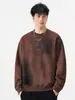 Ropa para Hombre Fengshe / Camiseta de Manga Larga Pesada 360g para Hombre, Estilo Americano Degradado Lavado Cuello Redondo Casual Holgada Sudadera para Hombre