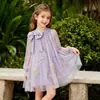 Item quente do TikTok de 2026 Novo item de verão da Temu Vestido de manga comprida para meninas bordado estampado vestido de princesa