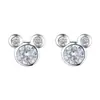 Pendientes de botón de plata de ley s925 con cabeza de Mickey simples de dibujos animados incrustados con diamantes, joyería de oreja pequeña linda simple nueva y moderna