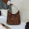Bolsa Tote Simples Estampa de Leopardo Retrô para Mulheres Estilo Coreano Tendência Casual Grande Capacidade Bolsa de Ombro Nova Outono e Inverno 2025 Bolsa de Axila