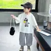 Conjunto de Manga Corta y Pantalón Largo para Niños 2026 Nuevo Conjunto de Verano Elegante y de Moda para Niños Conjunto de Dos Piezas Holgado Moderno