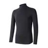 Jingtao conjunto de 2 piezas cómodo de algodón elástico de manga larga de cuello alto medio otoño color liso de cuello medio camiseta interior top