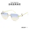 Comercio Exterior Transfronterizo Personalidad Europea y Americana Montura de Pierna de Leopardo Gafas de Sol Poligonales Sin Montura Moda Gafas de Sol con Protección UV 8060