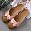 Sandalias de Pareja de Pasto Asiático de Verano para Hombre para Casa Interior Antideslizantes de Suela Gruesa Pantuflas de Lino para Piso Pantuflas de Pasto Ratan para Mujer