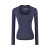 Camiseta básica para mujer, escote pronunciado, manga larga, elástica, ajustada y que realza la figura, perfecta como capa interior para otoño, con un diseño elegante y moderno.
