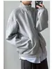 Sudadera jacket reversible estilo coreano con cremallera, gama alta, gris, corte boxy, manga corta, cuello alto, otoño/invierno, unisex, estilo neutro, negro