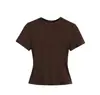 25 Verão Novo Feminino Spice Girls Cor Sólida Kardashian Mesmo Estilo Gola Redonda Slim Fit Camiseta Base Curta Manga Curta Básica