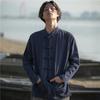 Camisa con botones de estilo chino de un solo piso, nueva, de lino, algodón y lino, top Zhongshan, traje Tang para hombres y mujeres, cuello de manga larga, estilo retro chino