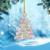 Árbol de Navidad acrílico plano creativo Regalo de Navidad festivo Hogar Decoración de espejo retrovisor de coche Colgante