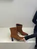 Primer Encuentro Temporada Botines de Tobillo de Tacón Alto Retro Botas para Mujer Otoño/Invierno 2026 Estilo Europeo y Americano Moda Tendencia Gamuza Elástica Tacón de Aguja