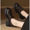2026 Zapatos Mocasines de Nuevo Estilo con Lazo, Suela Gruesa, Punta Redonda, Tacón Grueso para Mujer, Moda de Nicho, Commuter, Casual, Zapatos de Cuero con Estilo