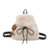 Mochila de Felpa Linda y Elegante para Mujer Nueva Moda Versátil Ligera de Viaje para Mujer con Cordón y Solapa Mochila de Piel