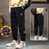 Pantalones deportivos casuales de pana para hombre, de invierno, con forro polar, gruesos, a juego, sueltos, cálidos, con tobillos atados.