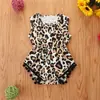 Comércio exterior roupas infantis roupas de bebê macacão de bebê de verão meninas sem mangas estampa de leopardo triângulo roupas de escalada atacado