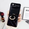 Adecuado para Samsung Z Flip6 Funda para teléfono Samsung Teléfono plegable de 5.ª generación Prisma Pequeño Estilo Chanel Estuche con soporte de anillo para dedo