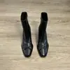 Botas de Invierno Estilo Coreano 2026 Nuevas de Moda Chic Retro con Moño Punta Cuadrada Temperamento Cremallera Trasera Elásticas Adelgazantes de Tacón Alto