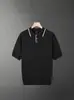Polo de Punto para Hombre, Seda de Hielo, Delgado, Secado Rápido, Cuello Camisero, Estilo de Negocios, Verano, Manga Corta Ligeramente Maduro, Estilo Coreano