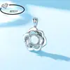 Nuevo Colgante de Flor Rosa Platino para Mujer, Collar Vacío de Cobre, Cabujón Redondo de Imitación para Incrustar DIY Plata 925