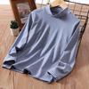 Camiseta Básica Infantil Listrada de Gola Média Outono e Inverno Nova Blusa de Gola Alta Meia para Meninos Roupas Quentes de Gola Alta para Bebês Meninas em Estoque