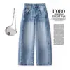 Jeans Cropped Moderno para Mulheres, Estilo Fino de Verão, Novo 2026 Cintura Alta Petite Reta Wide Leg