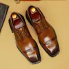 Factory direct men's genuine leather business formal shoes, handmade German training style three-piece suit leather shoes for men