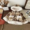 [em estoque] DW248413 Jaqueta de algodão infantil 2024 Outono e inverno Nova jaqueta xadrez Chanel para meninas