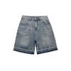 Notbrand Original Estilo Japonês Retrô Borda Crua Desgastado Bigodes de Gato Shorts Jeans Verão Calças de Cinco Pontos Masculino Tendência K95215