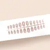 Rosa Nebuloso Ojo de Gato Textura de Alta Gama Elegante Estilo Femenino Estilo Hermana Real Blanqueamiento Manicura Media 24 Piezas Manicura Portátil