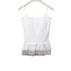 Nuevo Estilo Camisola de Rayas con Botones y Ribete de Encaje, Ropa Interior de Verano para Mujer, Hermoso Diseño en la Espalda, Sujetador Integrado con Almohadillas en el Pecho