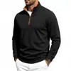 Camisa tipo polo de jacquard texturizado para hombre de Amazon, solapa, estilo retro americano, casual, color liso, manga larga