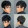 Comércio Transfronteiriço Novo Estilo Cabelo Cacheado Curto Africano Peruca Curta Preta Cacheada Feminina Peruca Sintética para Cabeça Inteira