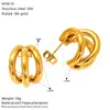 Pendientes de Acero Inoxidable de Moda con Forma de C de Doble Capa Transfronterizos para Mujer Pendientes de Botón Simples Versátiles de Acero de Titanio de Gama Alta al por Mayor