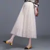 Outono e Inverno 2023 Nova Saia Fashion com Cintura Elástica Média Simples Malha Bordada Veludo Saia Evasê