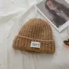 Gorro de Lana Tejido Estilo Coreano Etiqueta de Letras Dopamina Moda para Exteriores Resistente al Viento Gorro Frío para Estudiantes Pareja Venta al por Mayor