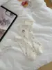 Calcetines dulces de oso estilo japonés para otoño e invierno para mujer, calcetines de encaje a media pantorrilla estilo universitario, calcetines casuales versátiles lindos de dibujos animados para mujer
