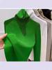 Suéter de Cuello Alto para Mujer, Nuevo Otoño/Invierno Tejido Ajustado Manga Larga Polar Versátil Elegante Camiseta Base