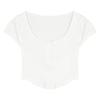 Playera blanca irregular de manga corta para mujer, verano, ajustada, sexy, corta, delgada, cuello cuadrado, ombligo, top de chica caliente