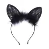 Diadema joyería transfronteriza pluma encaje negro orejas de gato sexys diadema fina diadema de celebridad de internet accesorios para fiestas y actuaciones