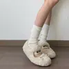 Zapatos Peludos de Otoño e Invierno 2025 para Uso en Exteriores, Zapatos de Algodón Cálidos Forrados de Felpa, Zapatos Mary Jane Antideslizantes Estilo Hada, Mocasines de Suela Suave