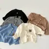 Chaqueta cárdigan de punto estilo coreano para niños, primavera y otoño, tops de manga larga para bebés, suéter de otoño para niños y niñas, ropa para salir