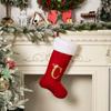 Suprimentos de Decoração de Natal Transfronteiriços Meia de Natal Vermelha de Veludo Dourado de Alta Qualidade com Letra Meia de Natal Personalizável DIY Meia para Presente de Mãe