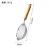Colador Grande de Acero Inoxidable 304 Mango de Madera Oreja Única Espumadera para Comida Frita Utensilio de Cocina Doméstico Colador para Fideos Malla Filtrante