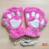 Luvas de Garra de Gato Pelúcia Meio Dedo Patas de Urso Luvas Sem Dedos Fofas Femininas Veludo Grosso Luvas de Gola Cartoon Luvas Quentes