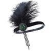 Diadema de Plumas Vintage LOWOSAIWOR para Fiesta Gatsby de los años 20 Tocados de Fiesta Diadema Negra con Pedrería