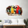Paredes Rachadas casal de papagaios piso de shopping adesivos sala de estar quarto fundo adesivos decorativos transfronteiriço AliExpress geração