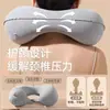 Almohada inflable tipo presión en forma de U, portátil, plegable, lavable, adecuada para conducir, viajes al aire libre, almohada de soporte para el cuello, esencial para siestas
